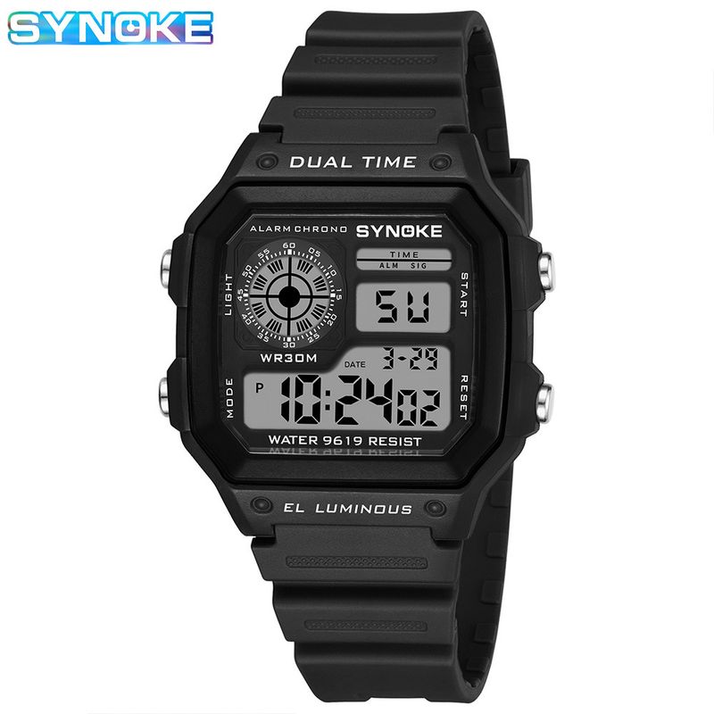 SYNOKE reloj electrónico clásico cuadrado delgado para estudiantes, reloj deportivo luminoso resistente al agua, reloj cuadrado pequeño para hombres_voghion.com
