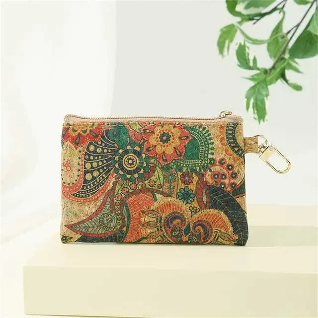 ISKYBOB vintage korķa monētu somiņa vīriešiem sieviešu graudu apdrukas mode ikdienišķa nostalģiska sajūga maza atslēgu soma ar rāvējslēdzēju MaksC241210_voghion.com