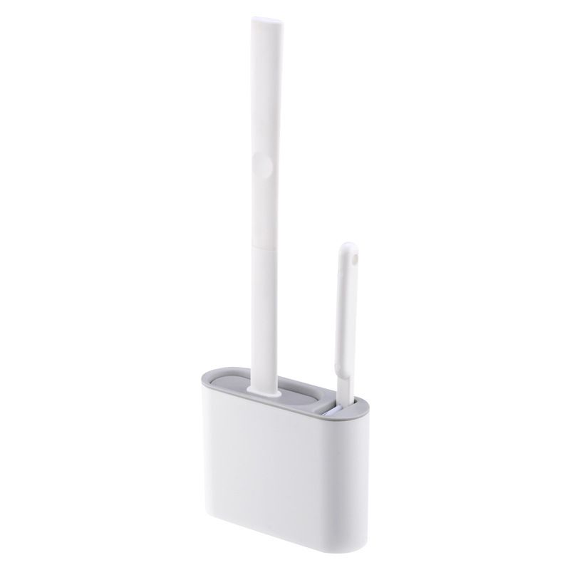 Silicone Toilet Brush Set - Wall Mounted Bathroom Cleaner With Soft Bristles, Hygienic Self-Standing Holder, No Splash Design_voghion.com