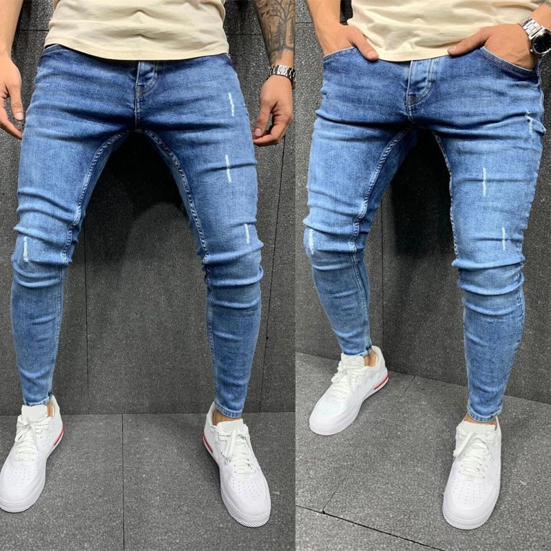 Kwaliteit versleten voeten elastische strakke jeans heren_voghion.com