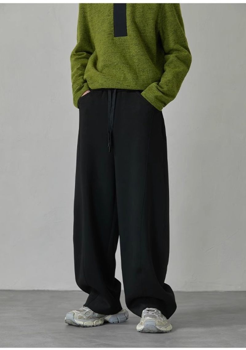 Pantalon de survêtement ample et polyvalent pour homme, style automne-hiver, tissu contourné, drapé épais, décontracté, ample, polyvalent_voghion.com