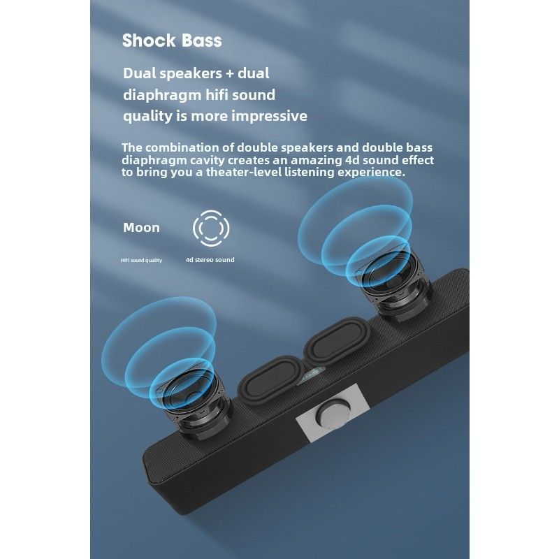 350BS Wired Desktop All-in-One Strip Sound Blaster Sound Bar Speaker, Laptop USB Bluetooth Speaker_voghion.com