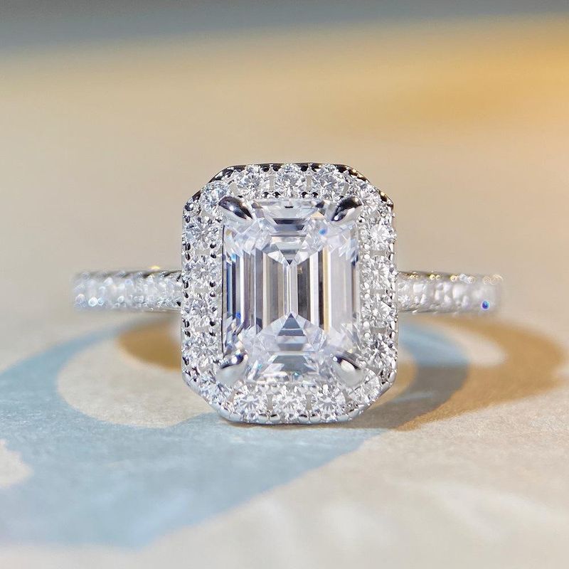 Tancise S925 Sterling 6*8 Firkantet Sukkerring Smaragd Firkantet Veske 2 Karat Vindpagodaslipt Diamant High Sense Ring_voghion.com