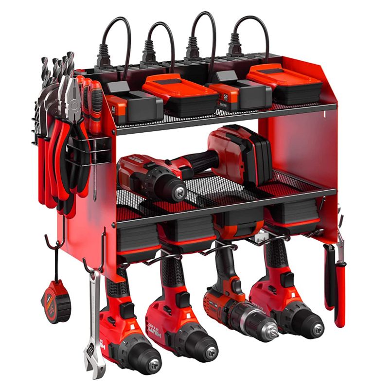 Iron hand electric drill bracket wall-mounted electric tool rack with power storage rack garage tool storage rack_voghion.com