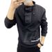 Men's Sweatshirt INS Trendy Brand New Base Shirt Autumn Winter Embroidered Stand Collar Long Sleeve Slim Fit_voghion.com