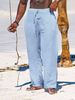 Abbigliamento da uomo Pantaloni in canapa di cotone per il tempo libero in tinta unita, semplici e sciolti in lino_voghion.com