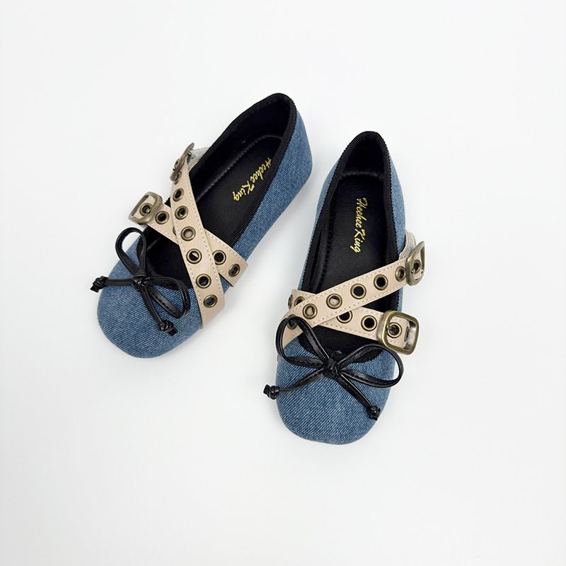 Kids' Shoes Spring New Style Ballet Shoes Casual Breathable Flat Bottom Student Round Head Belt Buckle Toad Shoes Girls Single Shoes_voghion.com