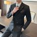 CT Double-Breasted Black Suit Striped Trendy Blazer Men Wedding Interview Professional Business High-End Formal Wear_voghion.com