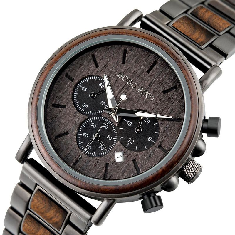 Puiset miesten kellot Relogio Masculino Huippubrändin ylelliset tyylikkäät Chronograph Military kellot kellot puisessa lahjarasiassa_voghion.com