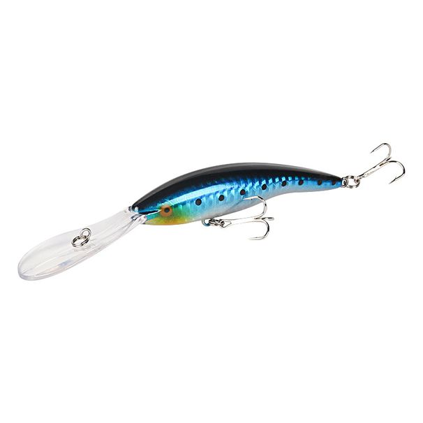 Esca galleggiante per acqua con lunga lingua, minnow, 13,8 cm e 14,5 g, con doppio amo rinforzato in argento, prodotti per la pesca in mare_voghion.com