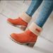Autumn and winter mid-tube chunky heel suede snow boots_voghion.com