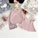 2024 Autumn And Winter Girls Sweater Set Korean Version Baby Girls Western Style Pullover Skirt Knitted Two Piece Set_voghion.com