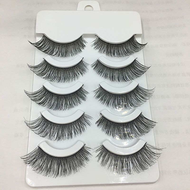 5 Pairs Cross False Eyelashes Cosmetic Makeup Soft Long Thick Nautral Eye Lashes_voghion.com