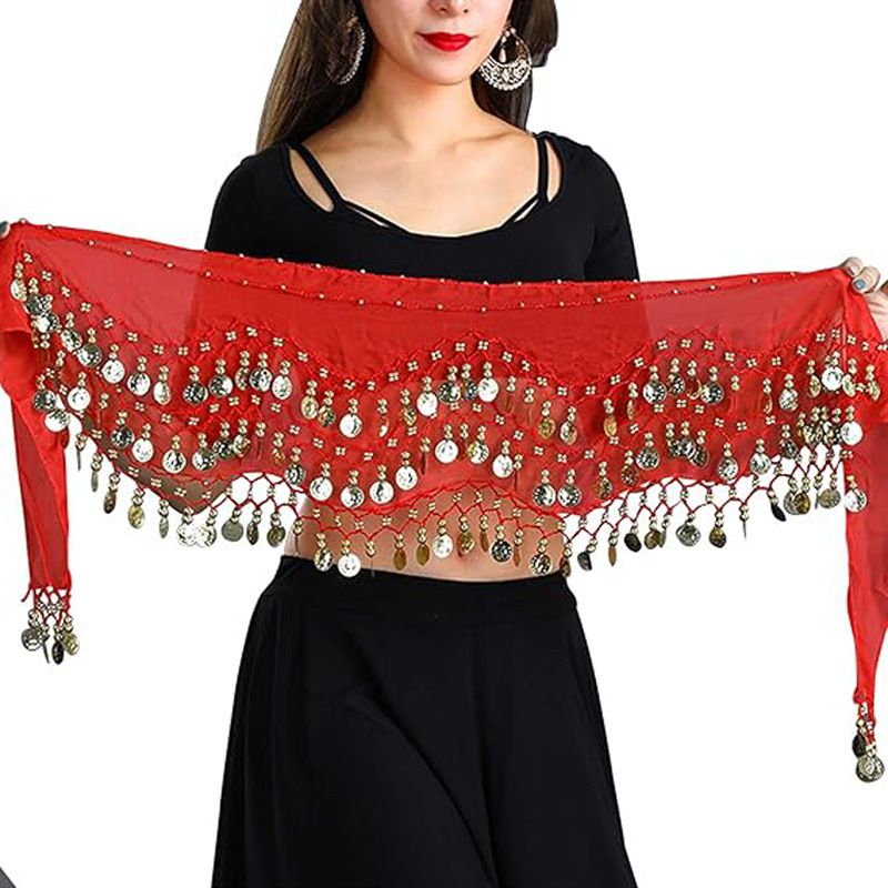 Belly Chain Three-Layer Gold Coin Belt Indian Dance Waist Seal Practice Hip Scarf_voghion.com
