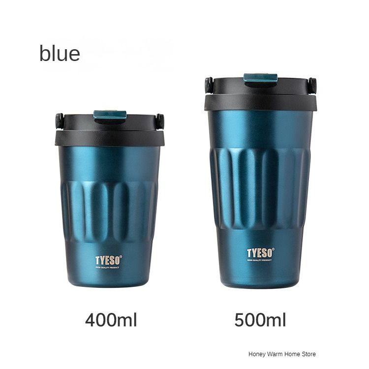 TYESO Thermos Borracce Sottovuoto 400ml/500ml Tazza Isolata in Acciaio Inox 304 Originale Bicchiere per Auto Caffè Freddo e Caldo_voghion.com