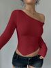 Cross Border Foreign Trade Solid Color Oblique Collar Off Shoulder Sweater European And American Autumn And Winter Threaded Slim Design Sweater_voghion.com
