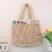 Bolsa de compras de crochê com flor, estilo hobo, para o verão, com alça de ombro em tricô, ideal para viagens e férias._voghion.com