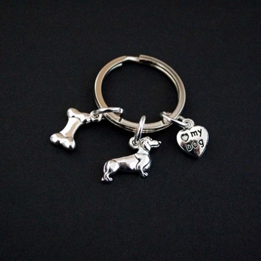 Schlüsselanhänger Dackel Herz Knochen Mein Hund Herz Schlüsselanhänger_voghion.com