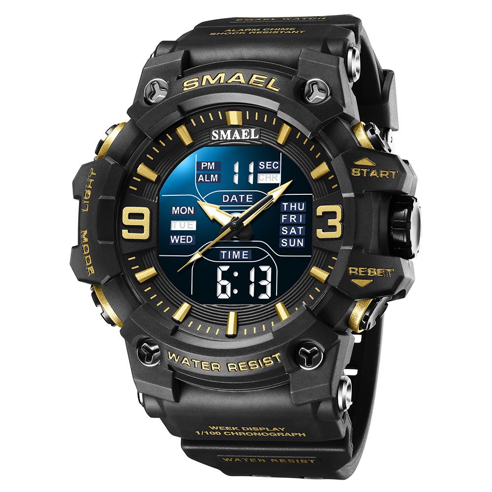 SMAEL Smart 8049 Timing Night Light Youth Men's Sports Watch Dual Movement Electronic Waterproof Watch_voghion.com