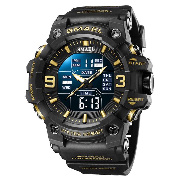 SMAEL Smart 8049 Timing Night Light Youth Men's Sports Watch Dual Movement Electronic Waterproof Watch_voghion.com