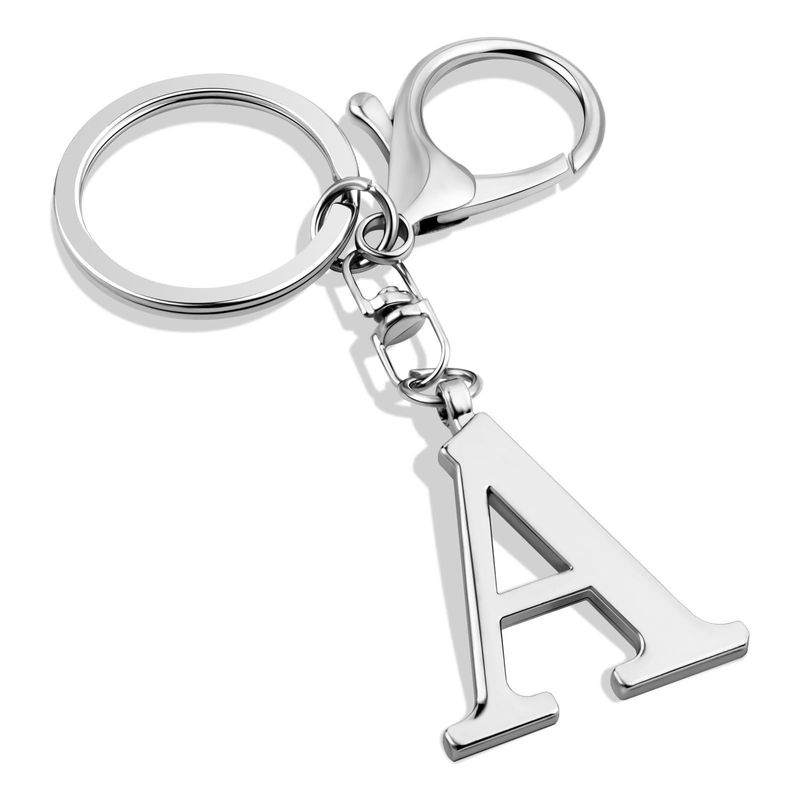 Chaveiro com 26 letras em aço inoxidável, pingente para bolsa feminina_voghion.com