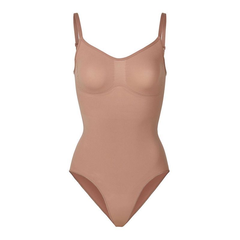 Tanga Shapewear Rückenfrei Enganliegender Jumpsuit Neckholder-Trägerkorsett_voghion.com