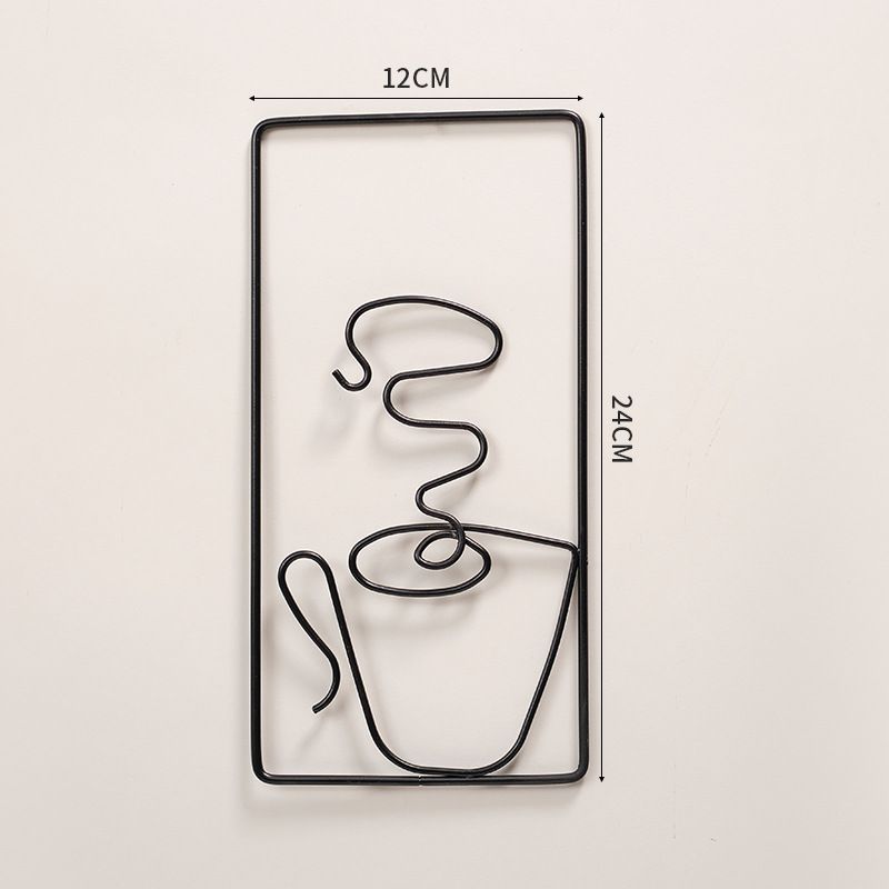 Wanddeko aus Eisen – Hängende Kaffeetassen-Kunst für Arbeitszimmer und Eingangsbereich (3 Designs: A/B/C, Mattschwarz/Gold, sofort aufhängefertig, kompakte Größe)_voghion.com