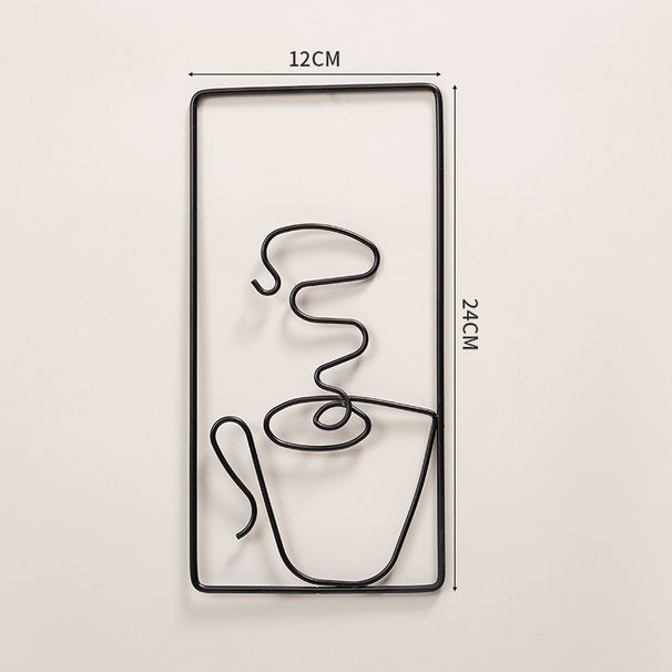 Wanddeko aus Eisen – Hängende Kaffeetassen-Kunst für Arbeitszimmer und Eingangsbereich (3 Designs: A/B/C, Mattschwarz/Gold, sofort aufhängefertig, kompakte Größe)_voghion.com