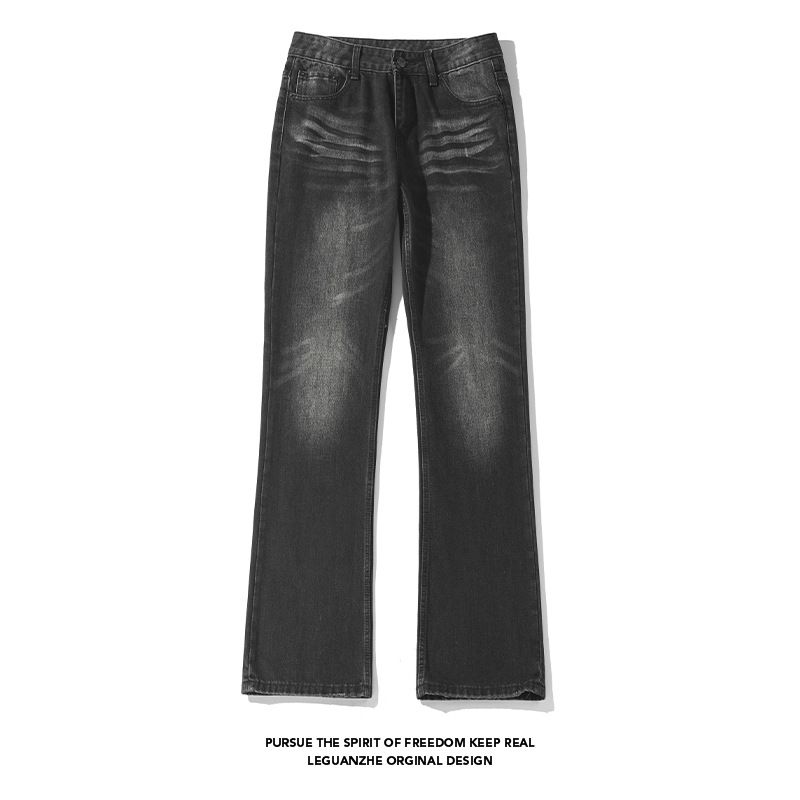 White Base Wide-Leg Distressed Jeans – Hochelastisches Polyester, Übergröße (M-5XL) – Helle Waschung/Schwarz_voghion.com