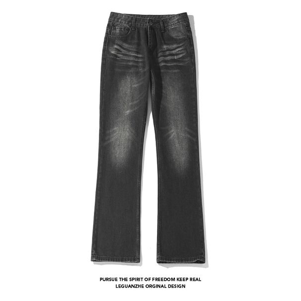 White Base Wide-Leg Distressed Jeans – Hochelastisches Polyester, Übergröße (M-5XL) – Helle Waschung/Schwarz_voghion.com