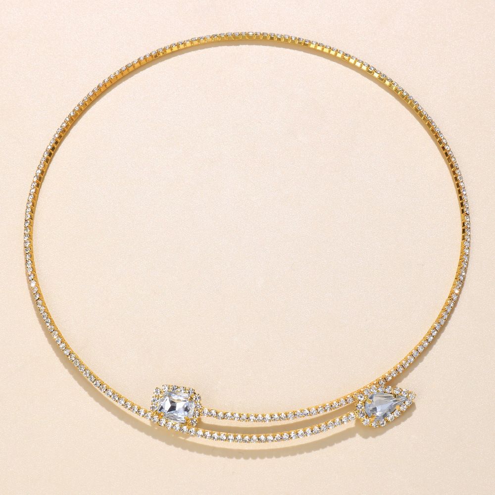 gioielli diamante rotondo lucido apertura clavicola catena tendenza semplice strass collare donna choker_voghion.com