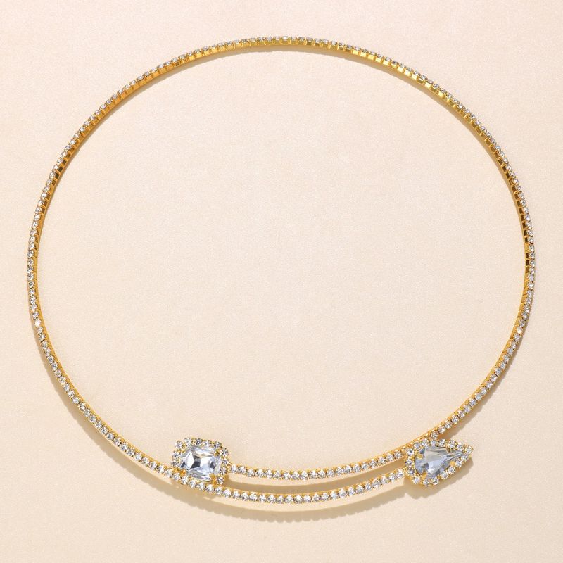 jewelry shiny round diamond opening clavicle chain trend simple rhinestone collar female choker_voghion.com