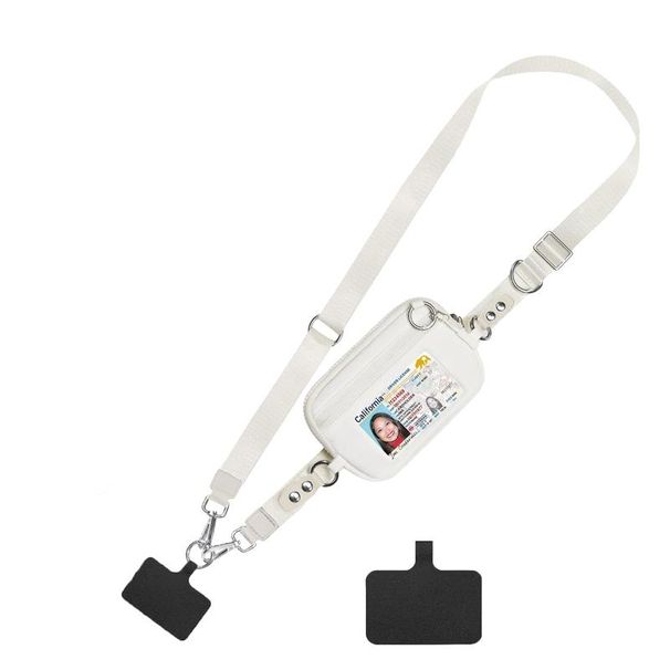 Handy-Geldbörse mit Umhängetasche, verstellbarer und abnehmbarer Handgelenkriemen, kabellose Handytasche mit Ausweisfenster und Reißverschlusstasche, geeignet für Damen_voghion.com