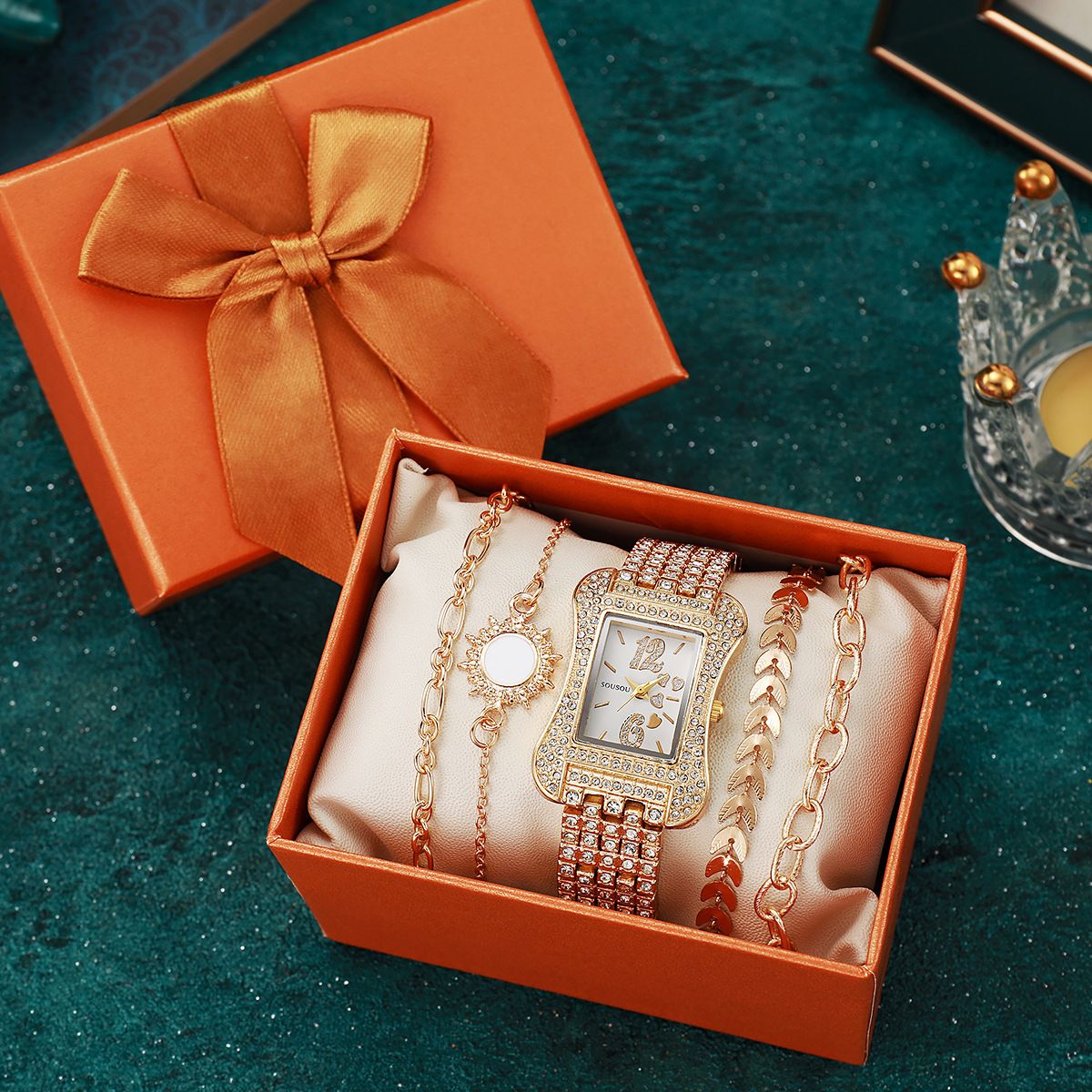 Naiste käekell ja ehtekomplekt 5 tk/komplekt daamide mood teemantidega kaunistatud tähekujulise väikese vöökohaga terasest vööga kvartskella käevõru kingitus_voghion.com