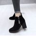 2023 Women's Short Spring And Single Boots High Thick Heels Cotton Winter Black Shoes Autumn_voghion.com