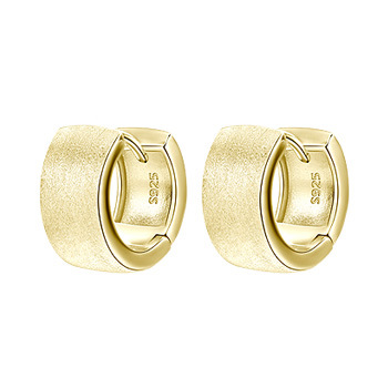 Orecchini a cerchio francesi in argento sterling S925 da donna - Design geometrico ampio con finitura spazzolata, eleganza minimalista per l'uso quotidiano_voghion.com
