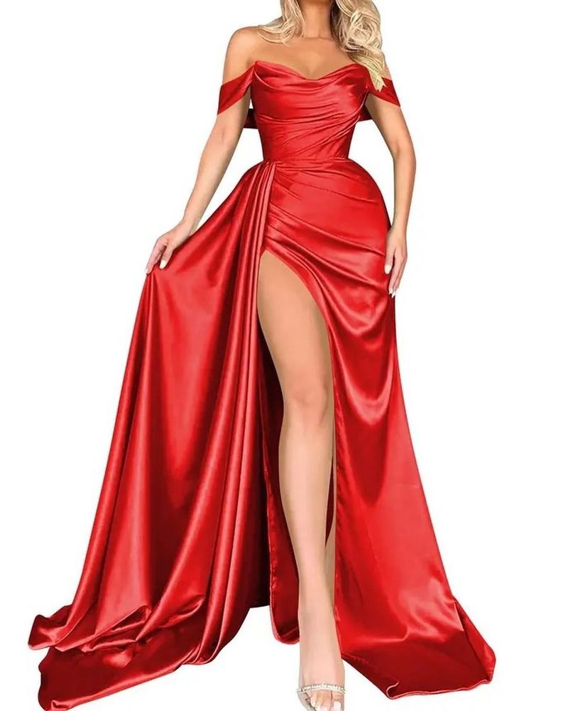 Damen Bankett High Slit Sexy Host One-Shoulder Schlankheits-Party-Abendkleid_voghion.com