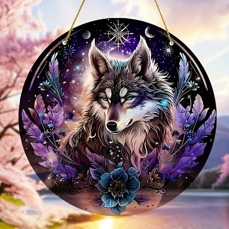 Moonlit Wolf Suncatcher - 8" Mystical Acrylic Art. Enchanted Decor For Living Room Or Fairy Garden Retreat._voghion.com