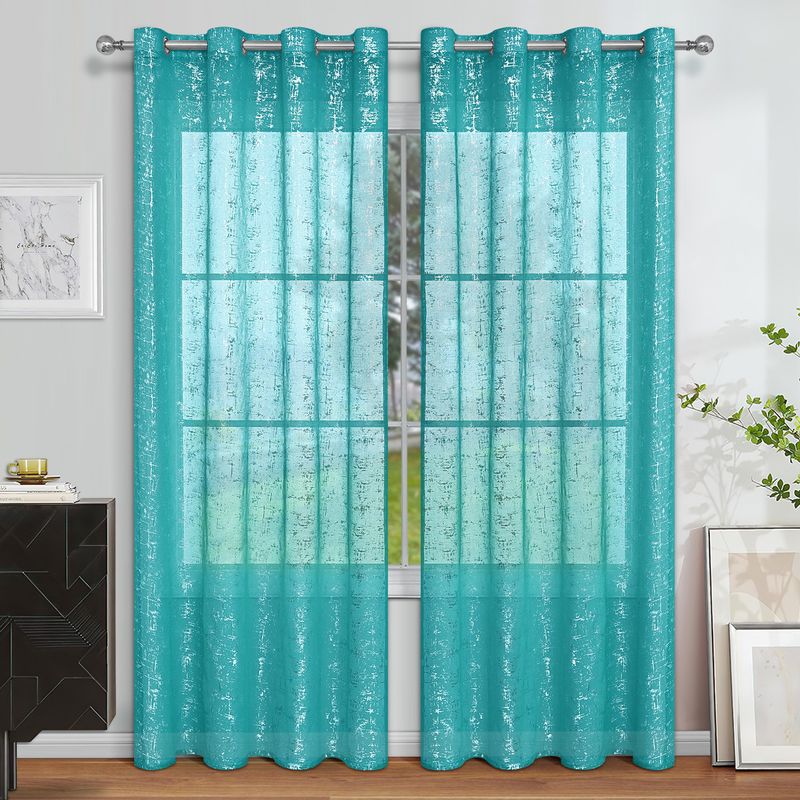 Perdele din folie argintie cu model încrucișat Perdele transparente Draperii din voal semi-transparente cu panouri decorative pentru ferestre cu filtrare a luminii_voghion.com