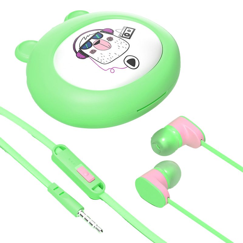 Öğrenciler İçin Karikatür Saklama Kutulu Kablolu Kulaklık Kulak İçi HiFi Ses 3,5 mm 9D Stereo Spor Oyun Kulaklığı_voghion.com