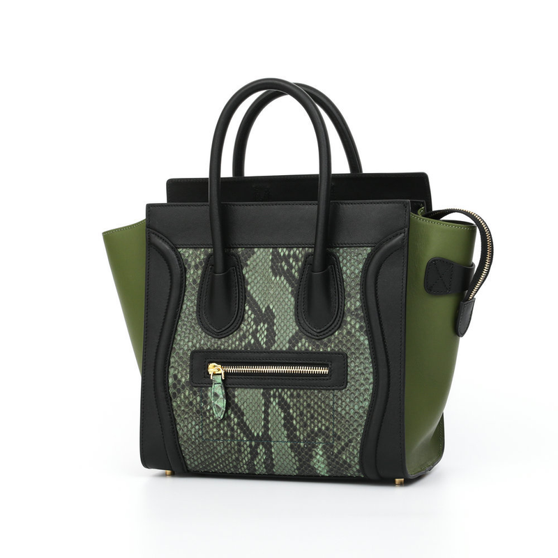 Pythonhuid patchwork lachend gezicht tas, modieuze en trendy dames handtas, grote capaciteit gepersonaliseerde enkele_voghion.com