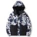 Couple’s Lightweight Down Jacket – 550FP White Goose Feather Hooded Coat With Floral Print (Machine-Washable, Blue/Black, M-3XL)_voghion.com