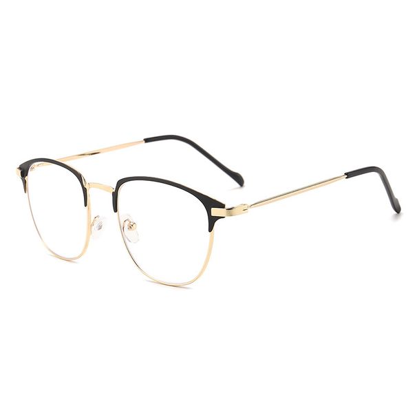 Modische quadratische Unisex-Brille aus Metall für Männer und Frauen für Partys, sanfter schwarzer Augenbrauenrahmen_voghion.com