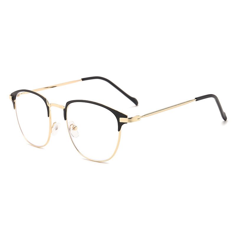 Moda unisex quadrata Pianura uomo donna Occhiali in metallo per occhiali da festa Montatura per sopracciglia nera delicata_voghion.com