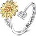 Sonnenblumen-Drehring für Damen, 26 englische Buchstaben, Sonnenblumen-Drehring_voghion.com