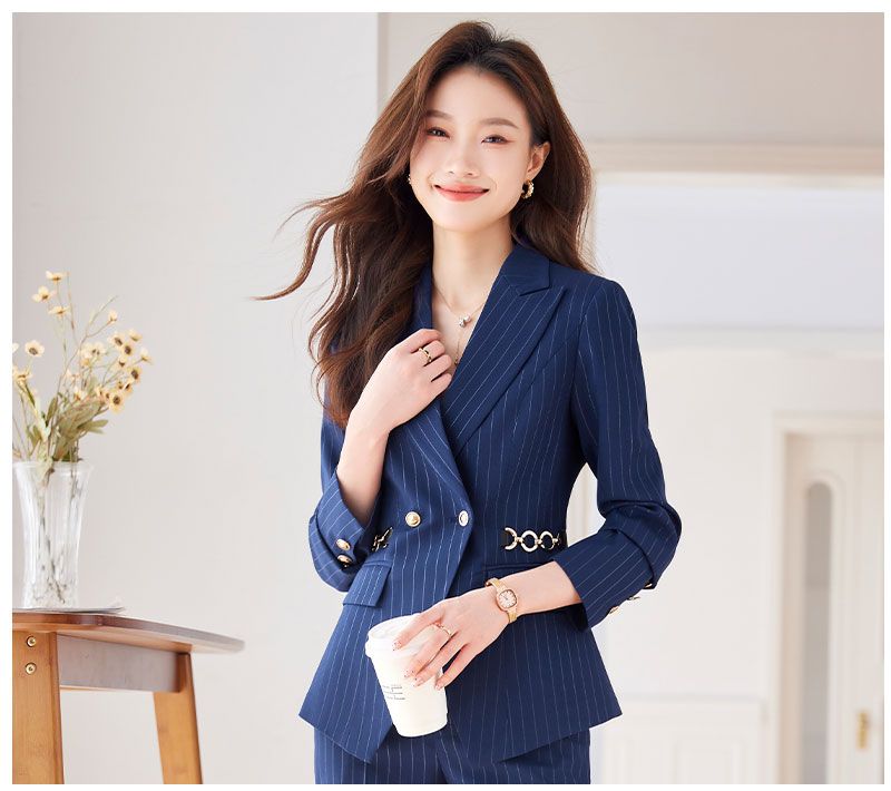 Stripd Suit St For Womn Profssional Spring And Autumn Nw Dsign Sns Small Blazr Formal War Elgant Goddss_voghion.com