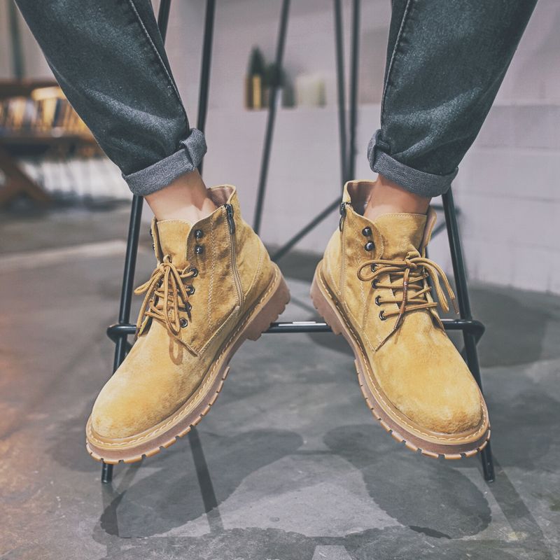 Japanese Style Vintage Fashion Shoes Ins Internet Celebrity Single-Layer Ankle Couple Genuine Leather Desert Outdoor_voghion.com