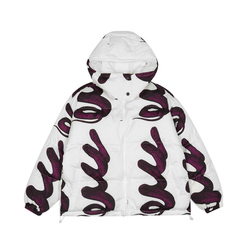 Men's Clothing retro original venomous snake full print hooded cotton coat men's winter loose thick national trend_voghion.com