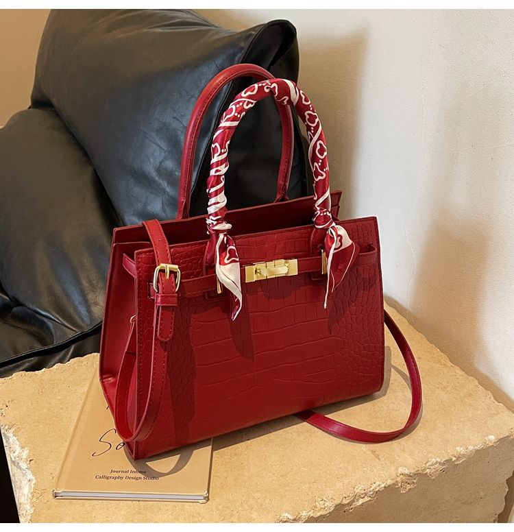 Minimalistische, vielseitige, stilvolle Handtasche, Unterarm, hochwertige, modische Umhängetasche mit einer Schulter und Steinmuster für Mädchen_voghion.com