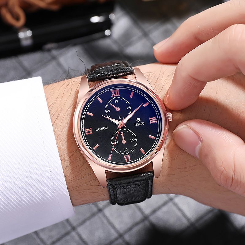 Nové klasické hodinky s modrým světelným sklem, jednoduché módní pánské hodinky, luxusní páskové hodinky_voghion.com